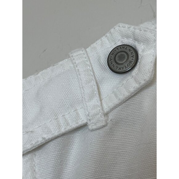 Ann Taylor Linen Cotton Blend White Zipper Front Denim Utility Jacket Size 8 - Picture 6 of 10
